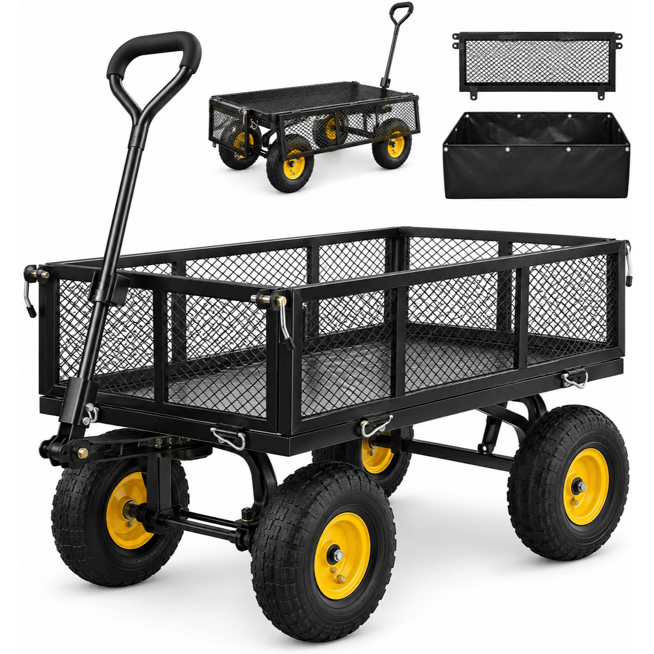 TEMU Kesser Wheelbarrow 550 Kg Loadable Garden Cart Transport Cart Garden Trolley Hand Cart Tool Cart Foldable