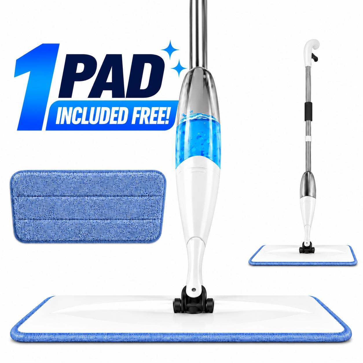 TEMU 360° Spray Mop With Replaceable Head 350ml Water Tank Flat Microfibres Mop For Hardwood Tile Laminate Flooring Lightweight Easy Spray Cleaning