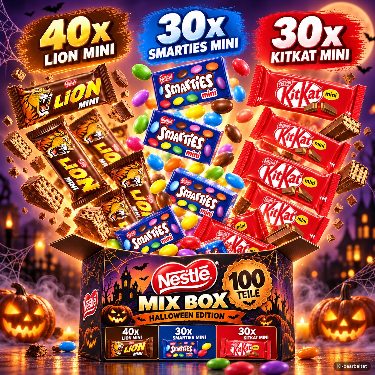 Image of Smarties, Kitkat, Lion Mix 100pcs Xl Halloween Chocolate Box