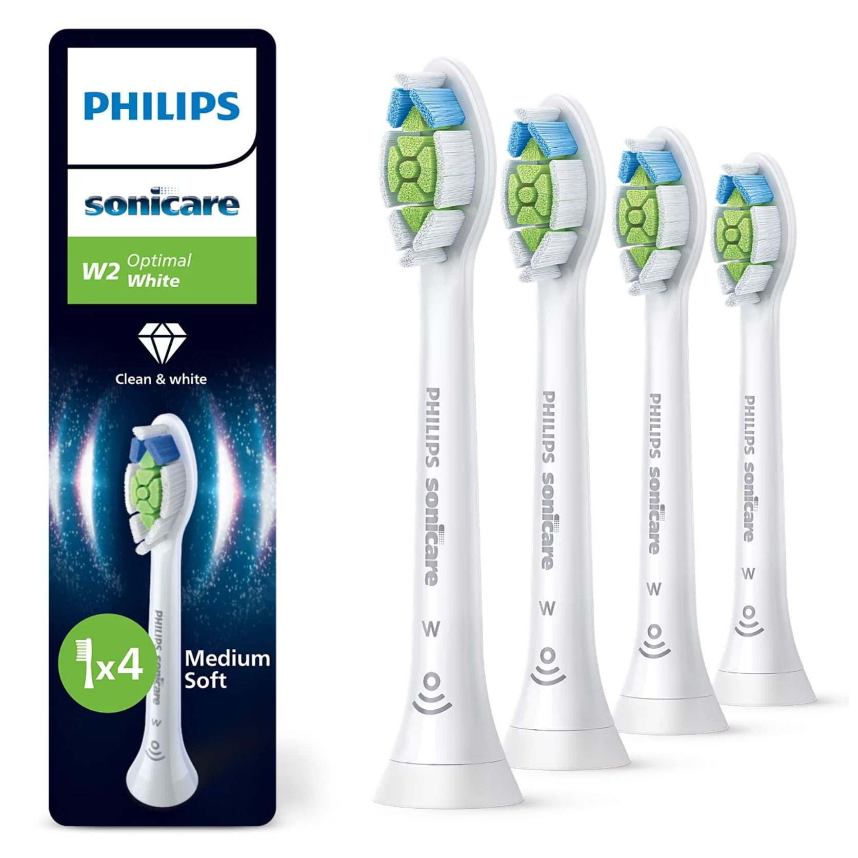 Image of Sonicare W2 , Replacement Brush Heads, White, 4-pack, Hx6064/87
