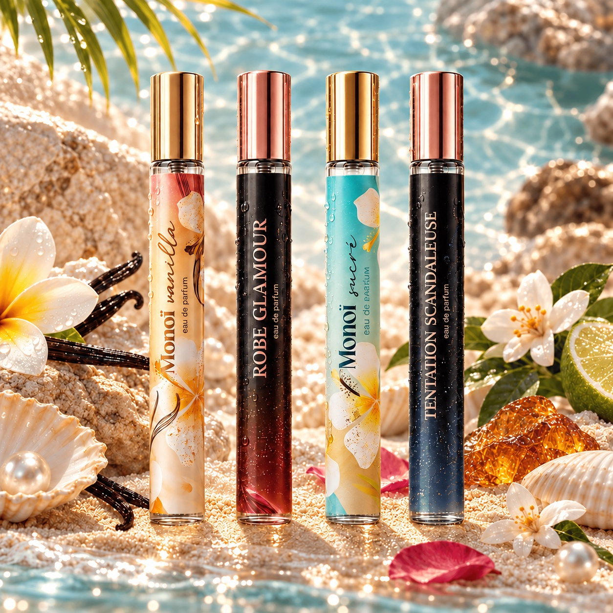 TEMU Lot de 4 Eaux de Parfum 35ml- Robe , Vanille, & Parfum de poche, Cadeau Parfums Voyage Gourmands, Floraux & Envoûtants - Collection Platinum