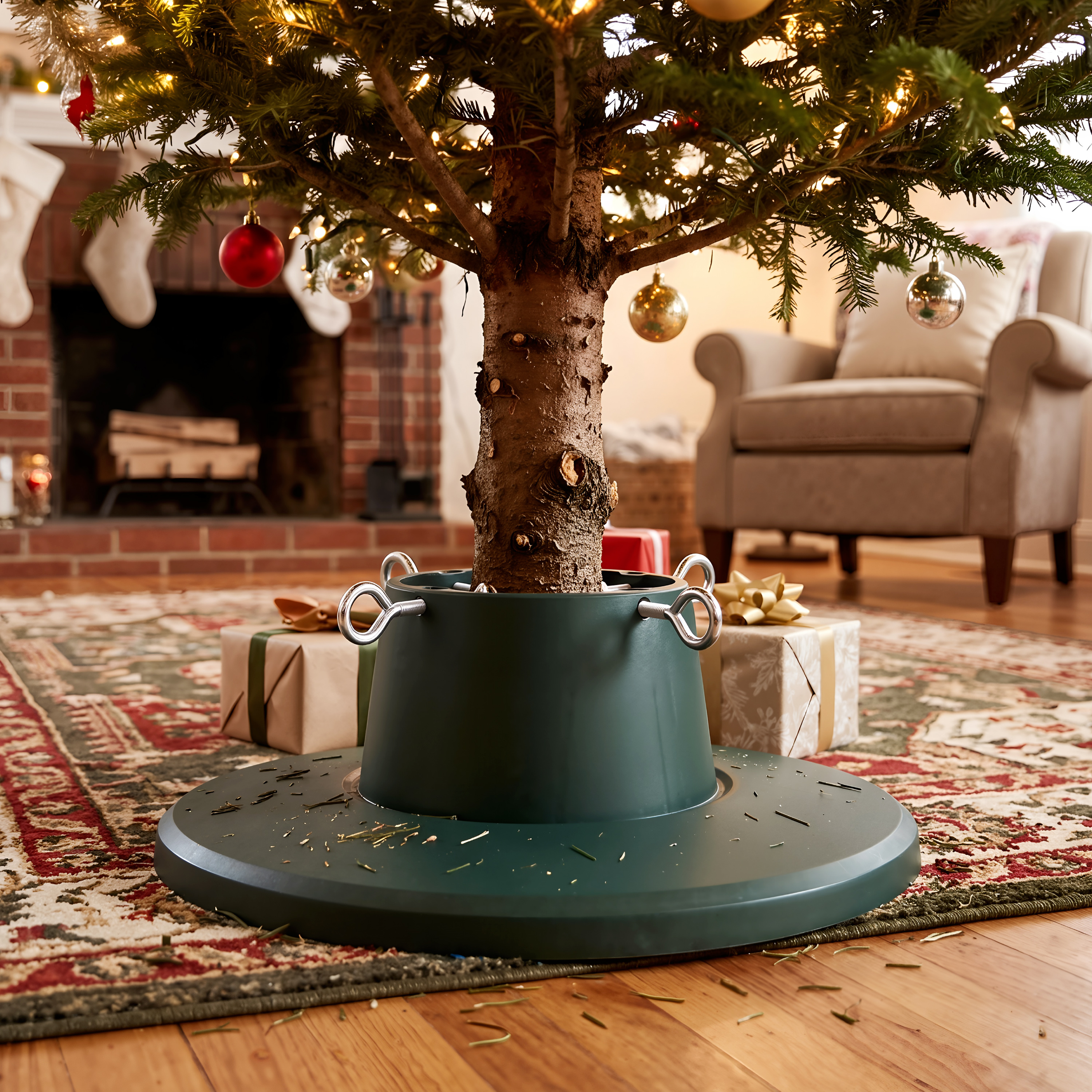 TEMU Christmas Tree Stand Adjustable & Strong With Water Tank Heavy Duty 2.1m