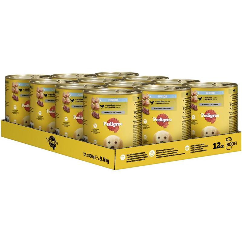 Image of Pedigree® Junior Pâté With Poultry, 12 X 800g Cans