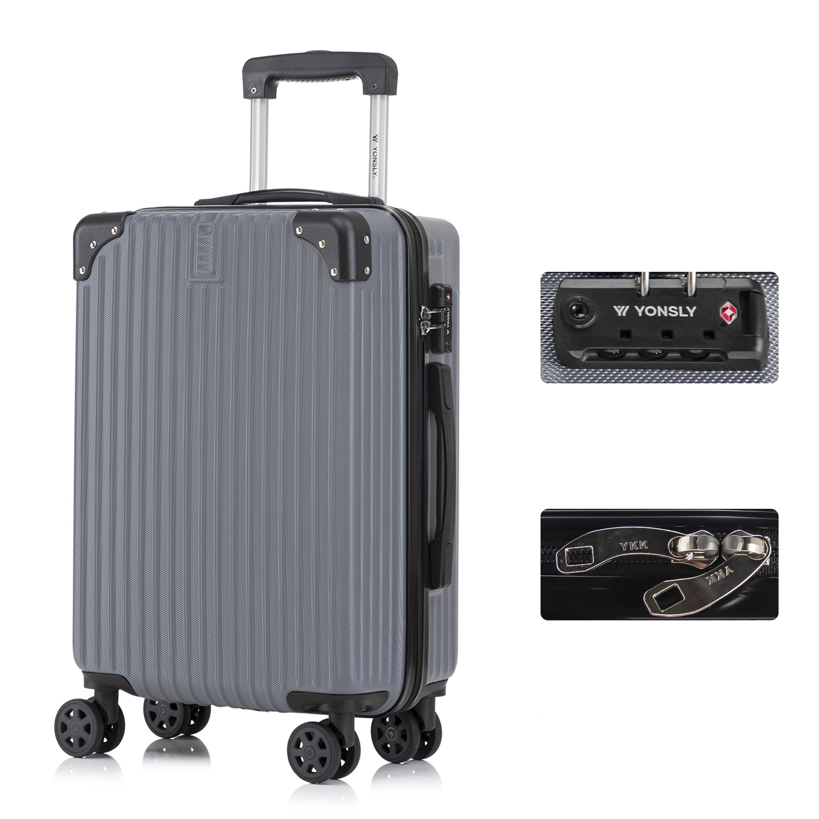 Image of Case , Ykk Zipper Hard Shell Trolley Cabin Case Roll Case Suitcase Hand Luggage 4 Wheels