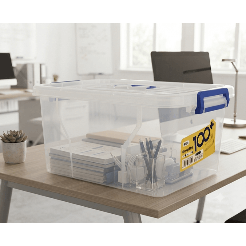 35L Clear Plastic Storage Box with Lid & Wheels