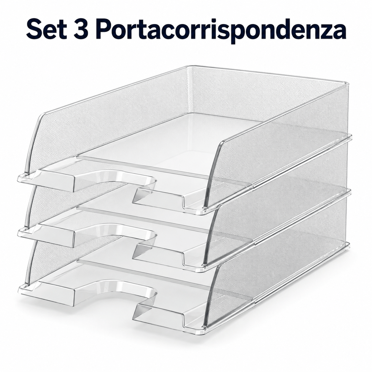 TEMU Set 3 Portacorrispondenza da Scrivania Trasparenti A4 �� Vaschette Portadocumenti Impilabili per Ufficio, Casa e Scuola �� Organizzatore Document
