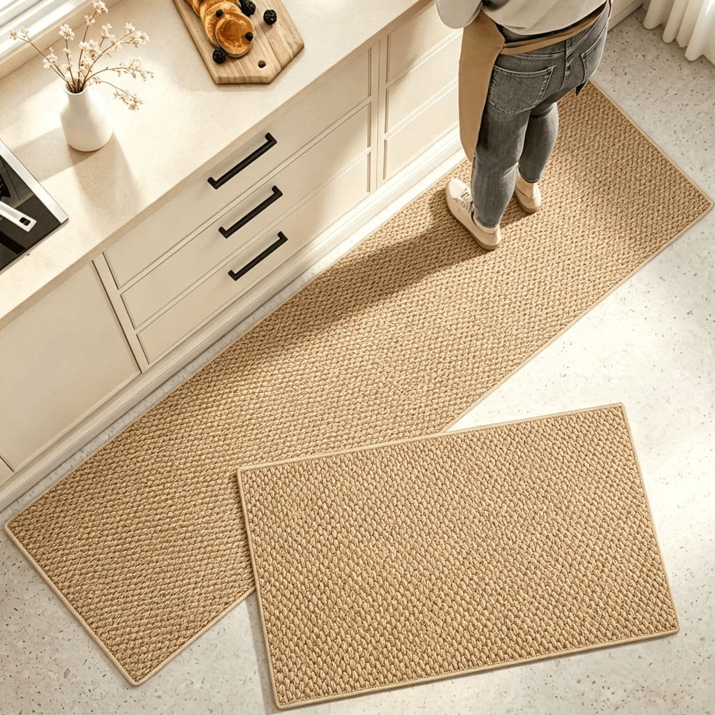 TEMU 2pcs Kitchen Carpet, Pineapple Patterned Carpet, Long Carpet And Door Mat, Anti Slip Pattern Kitchen Mat, Machine Washable, Suitable For