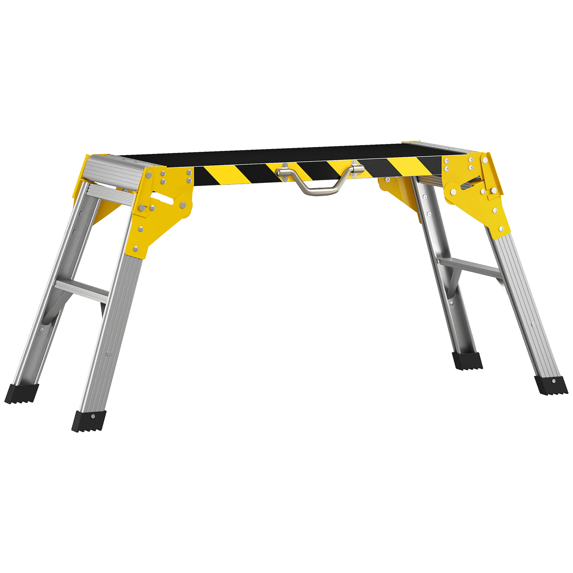 TEMU de Trabajo Plegable de Aluminio, Mesa de con Asa, Antideslizante, Tiras Reflectantes, Carga 150 kg, 110x32x50 cm, Negro