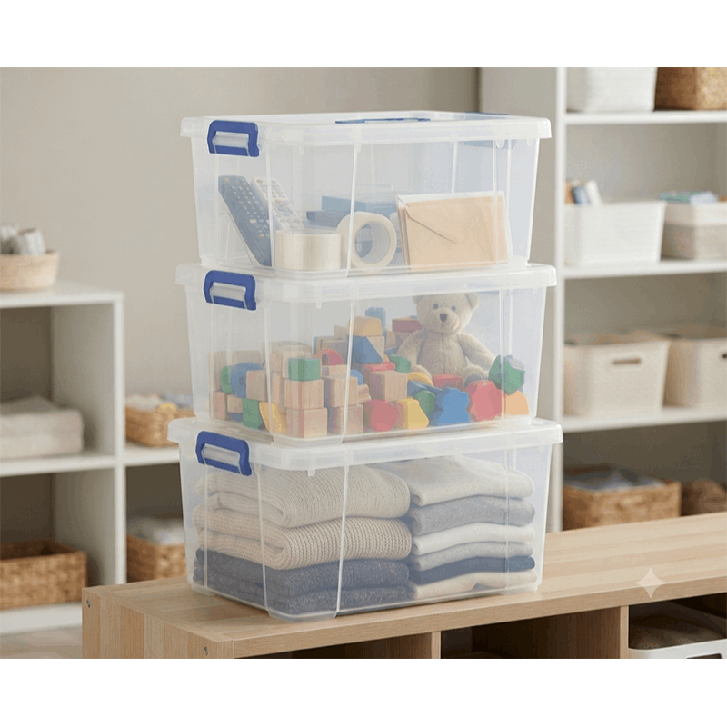 35L Clear Plastic Storage Box with Lid & Wheels