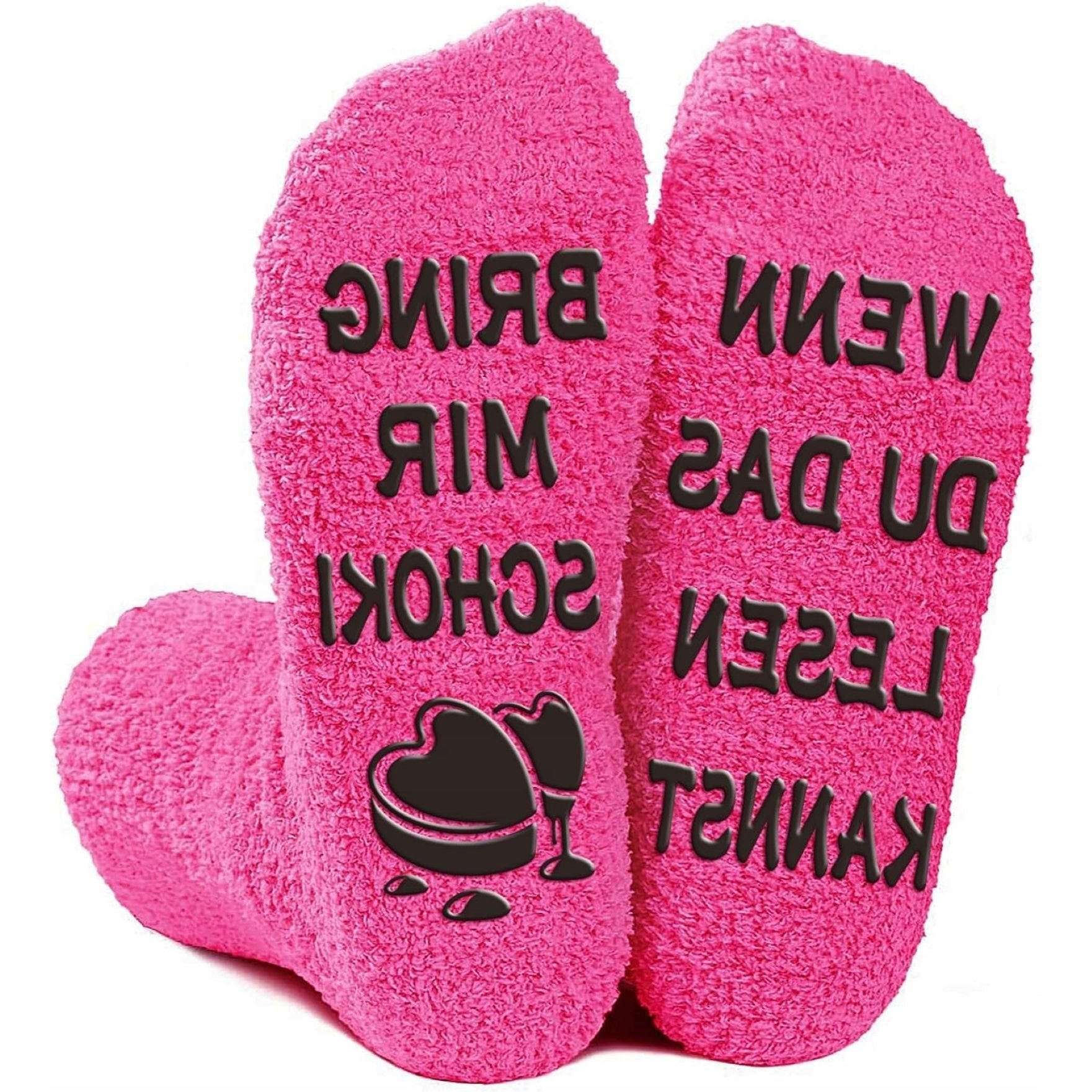 Image of Funny Ladies' Cozy Socks 1 Pair 38-42 Humorous Print On The Sole Fluffy Soft Material Warm Comfortable Gift Idea For Slip-resistant Silicone Dots