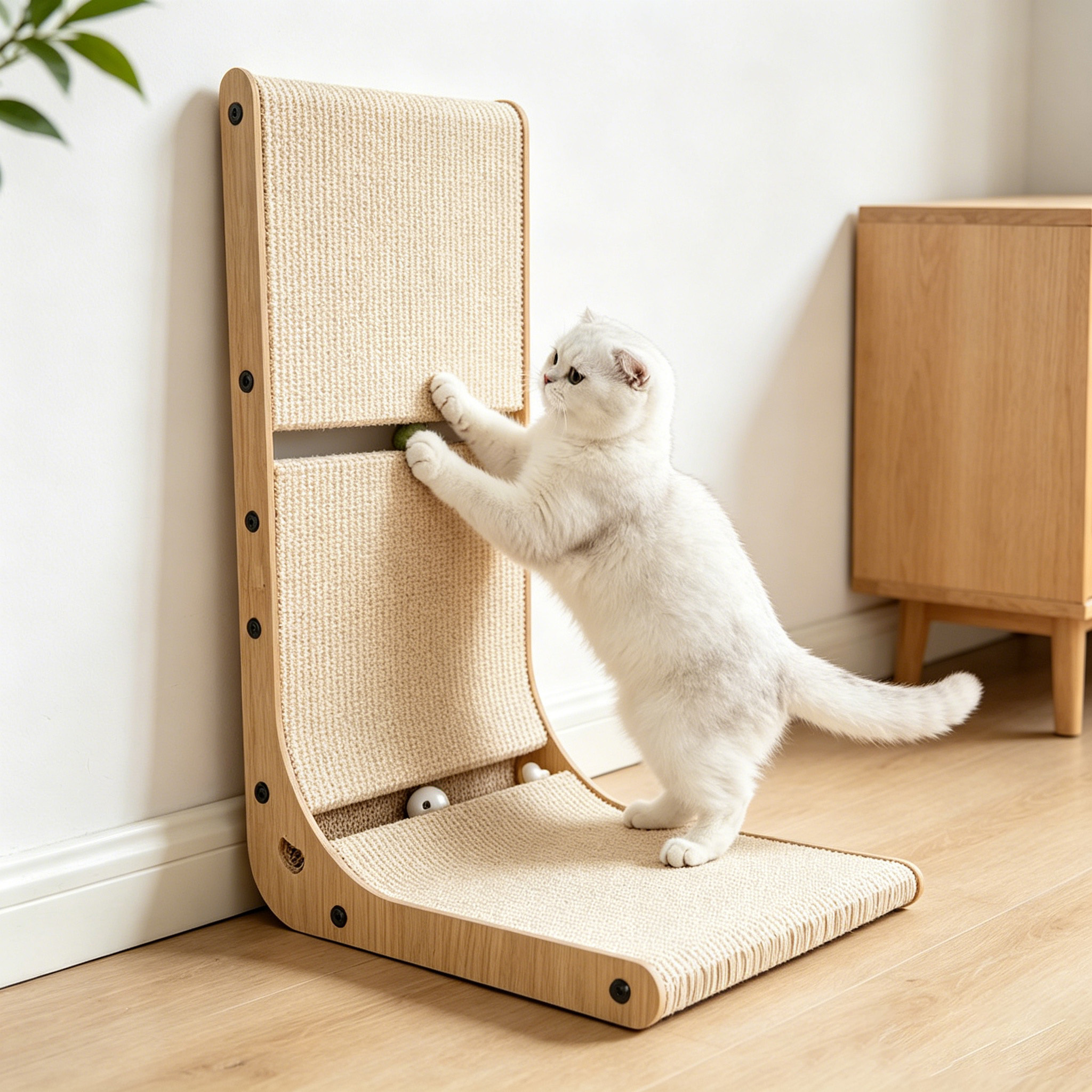 ® Cat Scratching Board, Super Stable Cat Toy, 40x39x60 Cm Scratching Board With Ball Toy, Durable Scratching Cardboard For Cats, L-shaped Cat Scratching Board