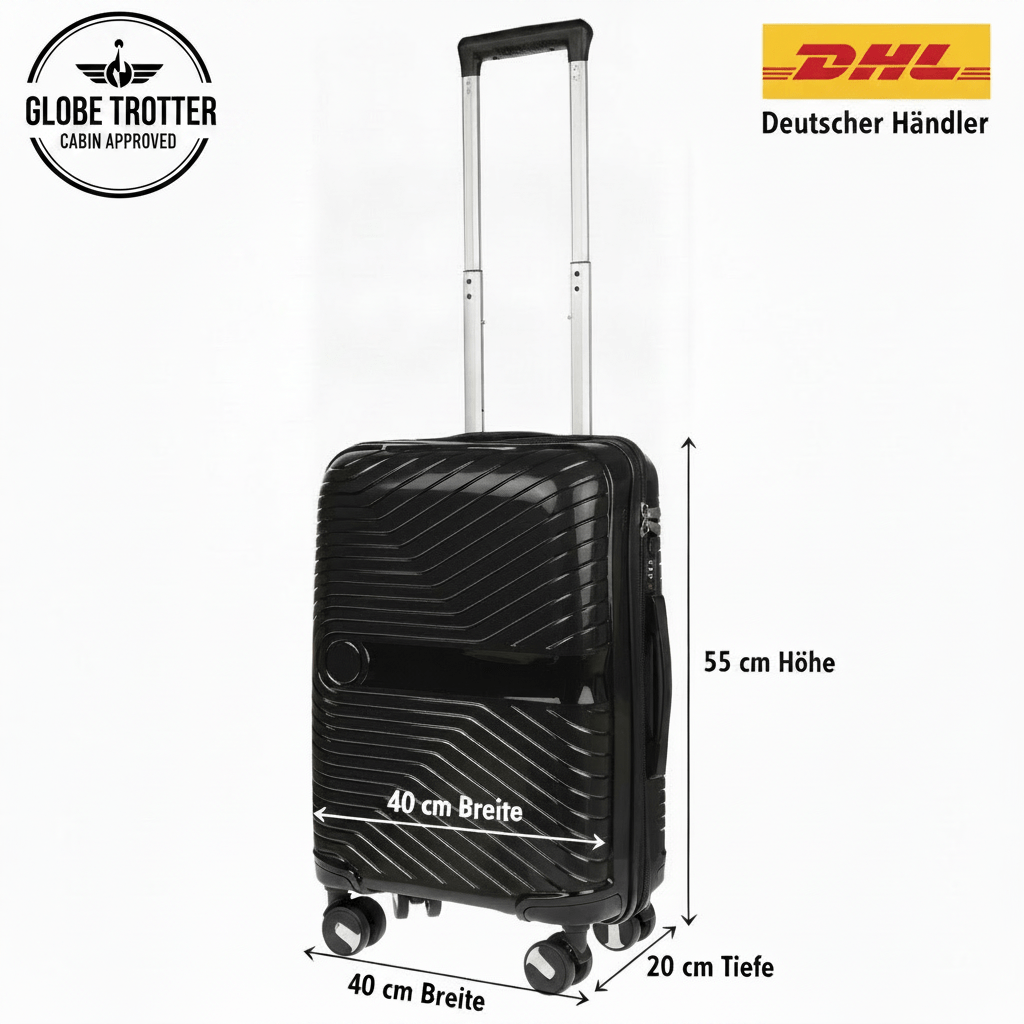Image of Christian Wippermann Hand Luggage Cabin Luggage Travel Case Size M 4-wheel Large 55x40x20 Cm, With Safety Lock . 44 , 2.4 Kg Light For Men & Women