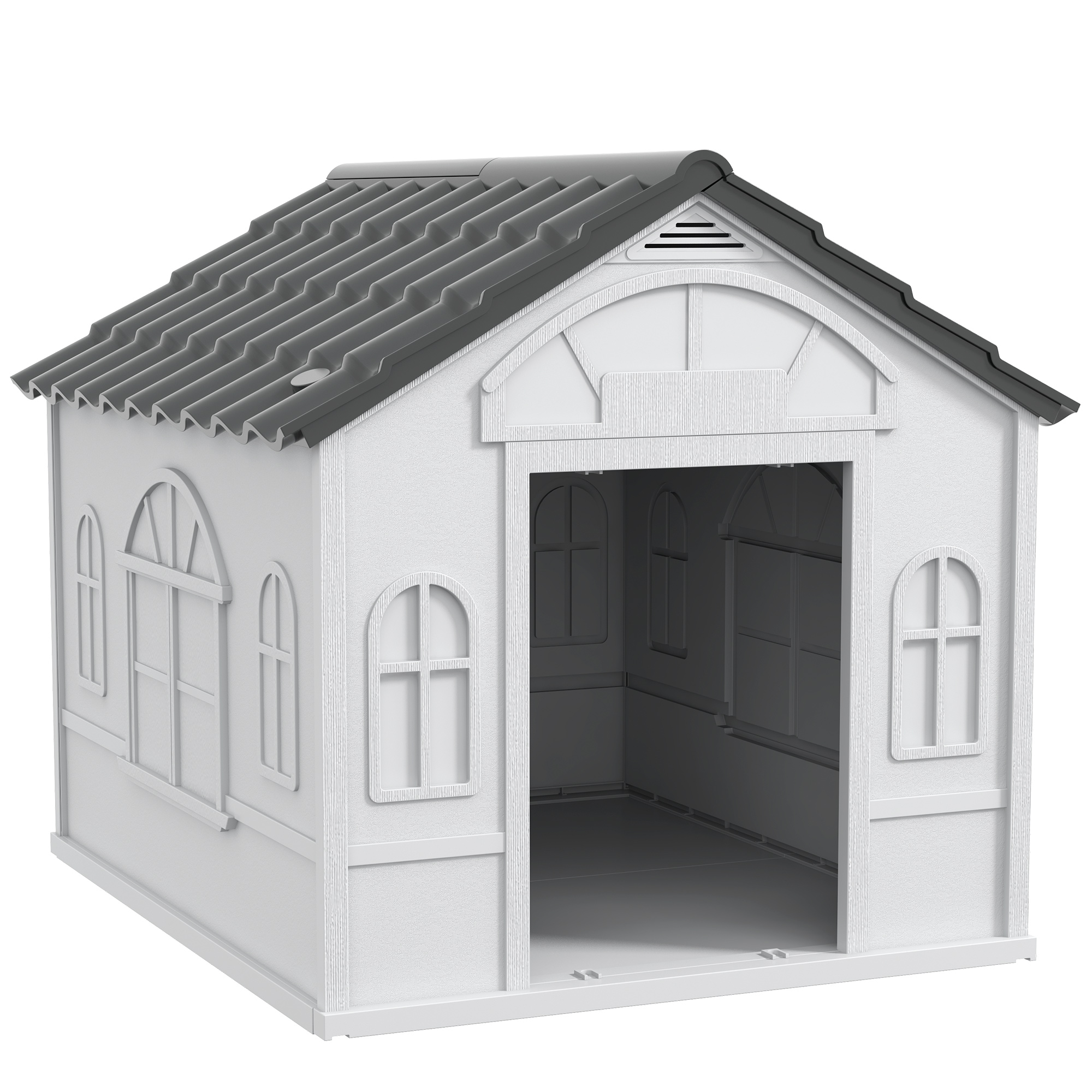 TEMU PawHut Niche pour Chien Extérieur pour Chiens Moyens et Grands, Maison pour Chien en PP Imperméable en , Porte Ouverte et Ouverture d'Aération