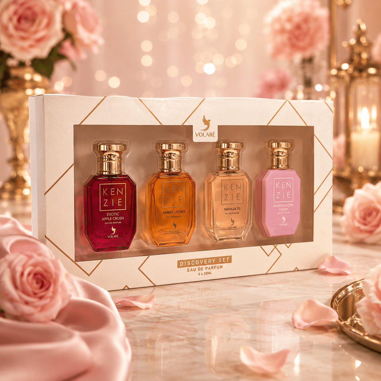 Image of 4 X 25 Ml Eau De Parfum Women's Gift Set With Exotic Crush, Amber Lychee Vanilla 70, And Marshmallow Dream - Fruity, Floral, Sweet, Gourmand Vanilla Perfume Set