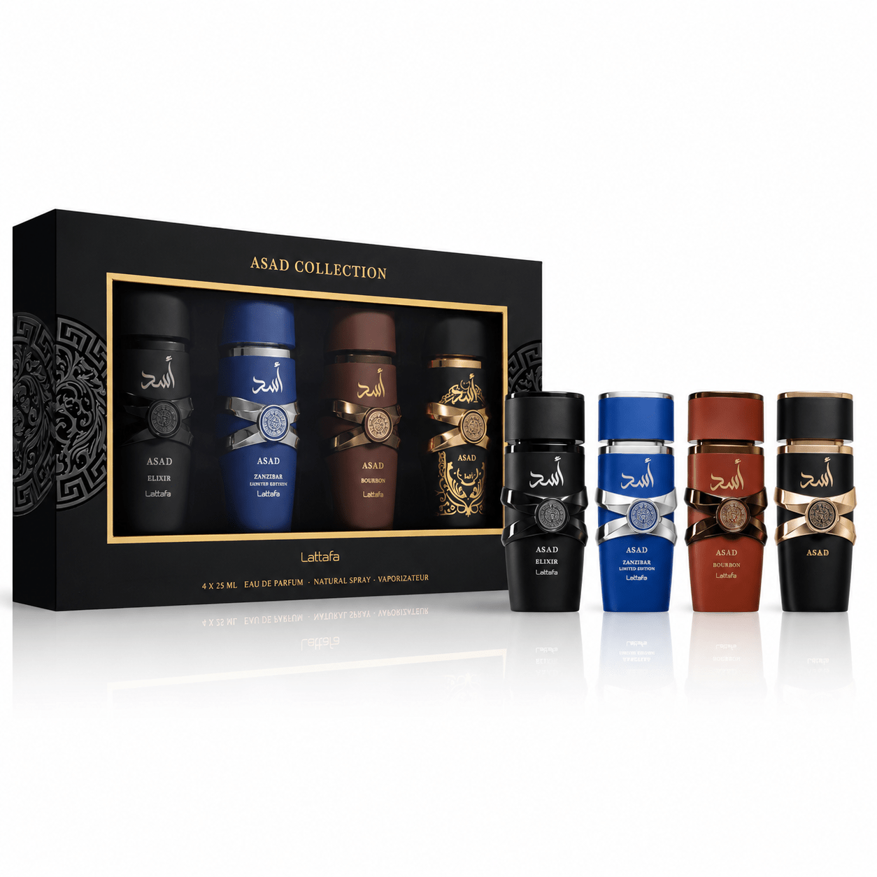 Lattafa Collection Perfume Set 4 × 25 Ml – , , Bourbon & – Eau De Parfum Gift Set