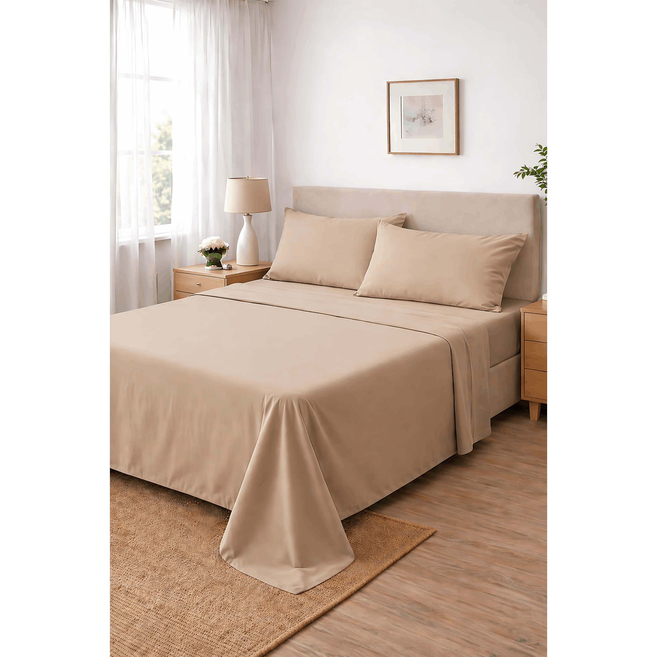 TEMU Completo Letto Matrimoniale con Balze �� Lenzuola Eleganti in Cotone Morbida e Traspirante �� Stile Moderno e Naturale