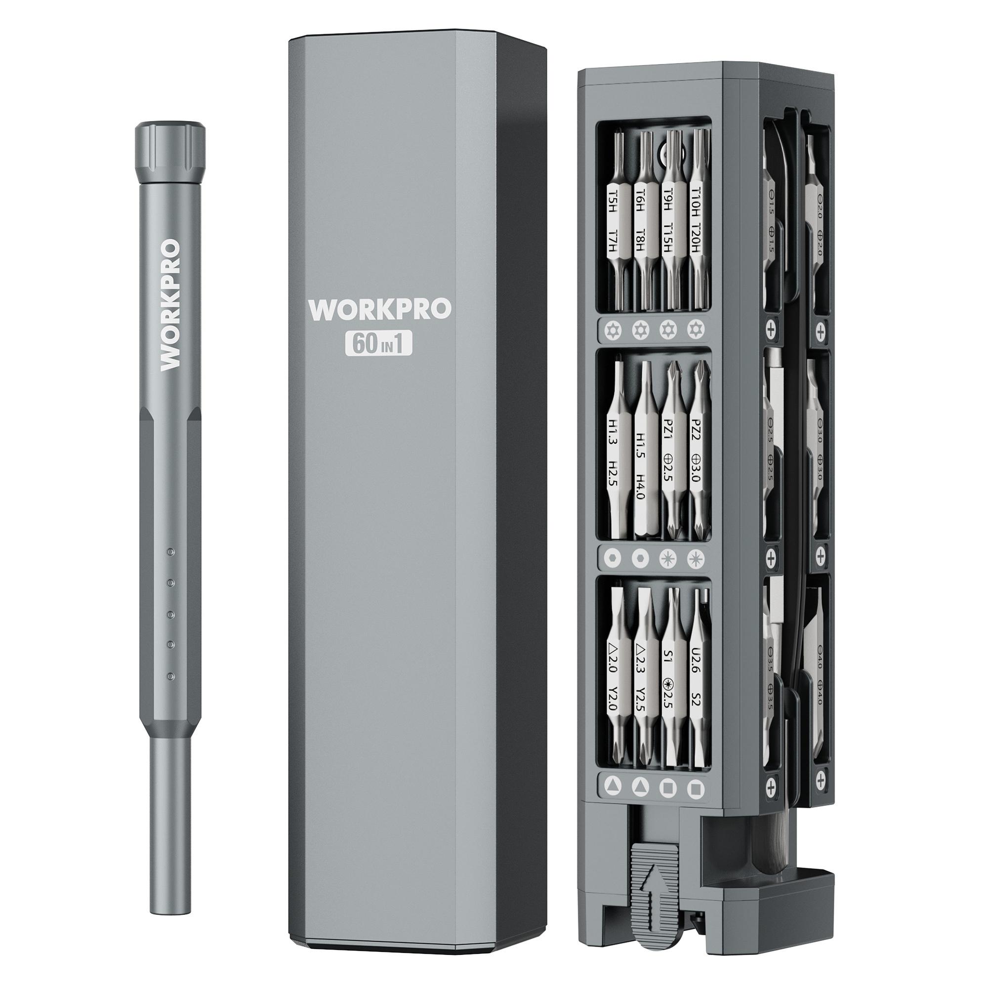 Workpro 60-in-1 Precision Mechanic Screwdriver Set, Precision Screwdriver Set, With Bits, One-hand Operation, With Magnetic Storage Box, For Precise Repairs