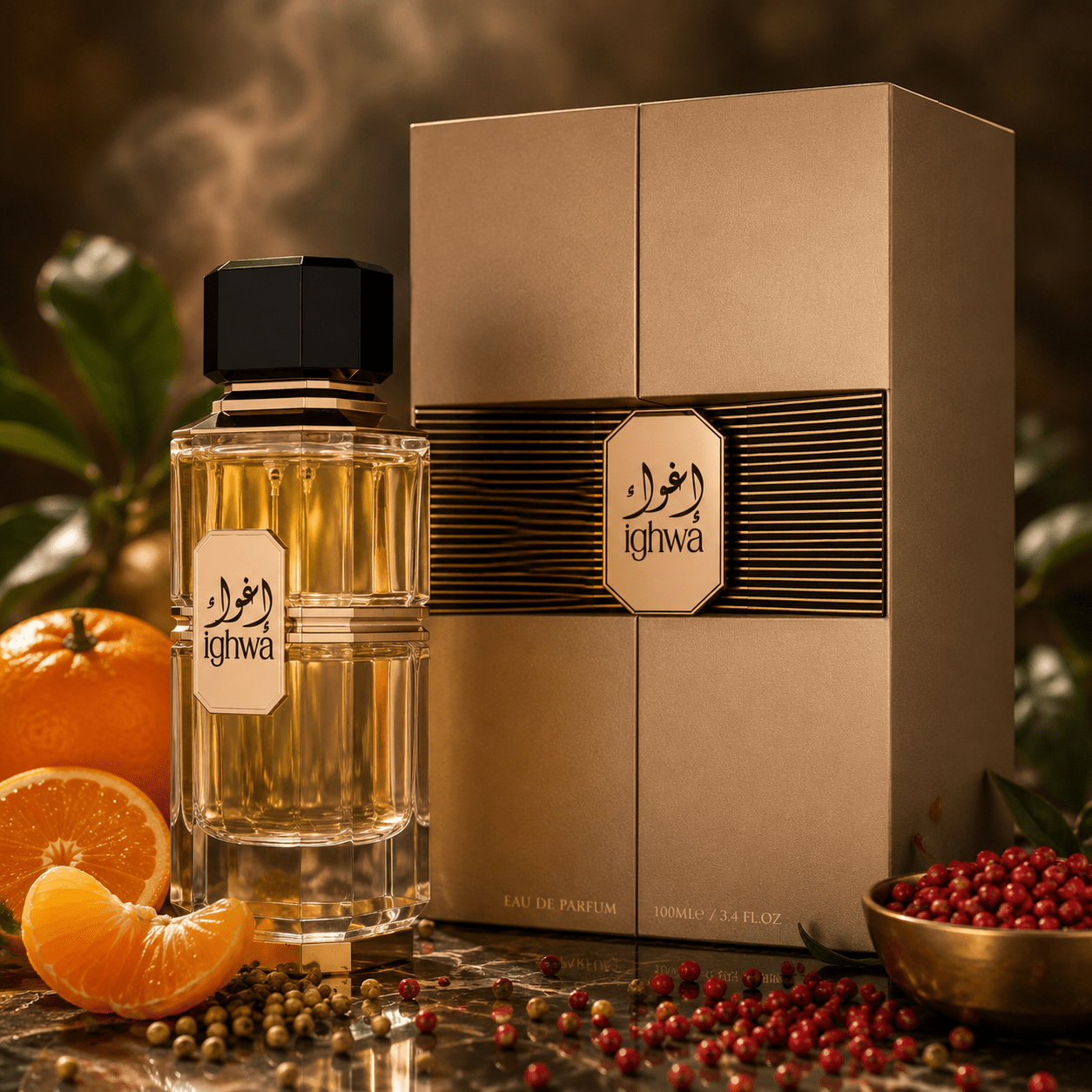 Image of French Ighwa Eau De Parfum 100 Ml Unisex Luxury Perfume, Long-lasting Spicy Oriental Scent With , Ginger, , Amber, Vanilla, Sandalwood, Musk, Elegant Edp Gift