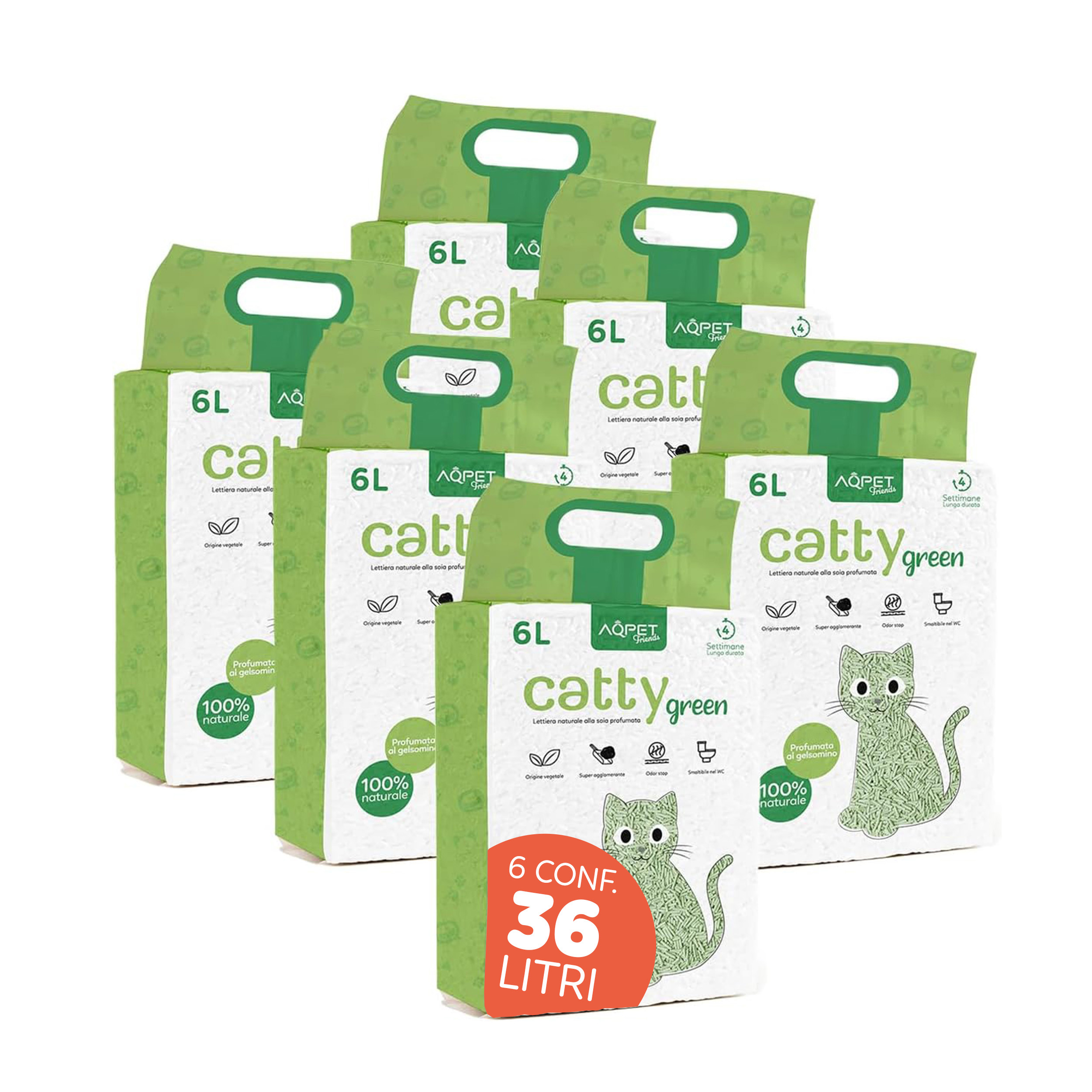 TEMU AQPET FRIENDS Green Lettiera Naturale per alla Soia Tofu , fragranze Super Agglomerante, Ecologica, Antiodore e �� Confezione risparmio da 36