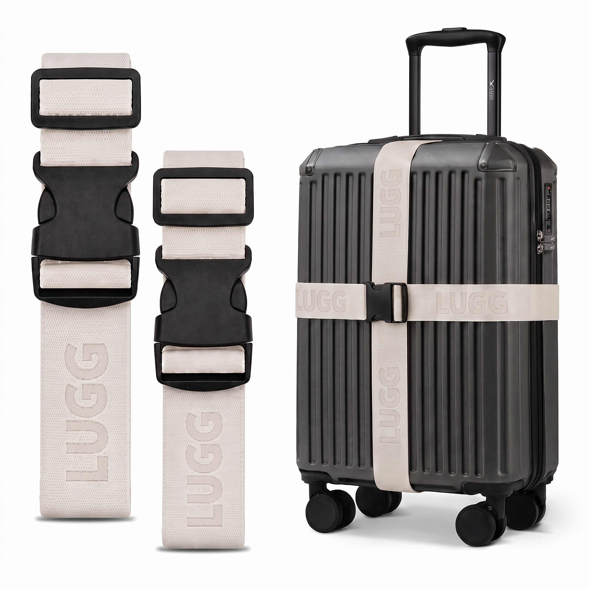 TEMU Lugg 2 Pack Luggage Belts For Suitcases, Adjustable Heavy-duty Strap With Strong Pom , Secure Travel Belt For Suitcase, Briefcase & Travel Bag,