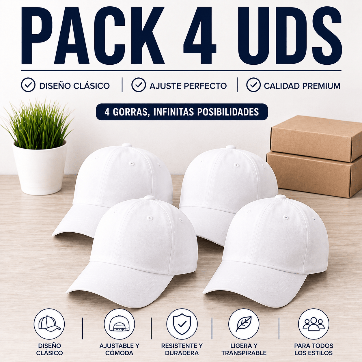 TEMU Pack 4 uds GORRAS