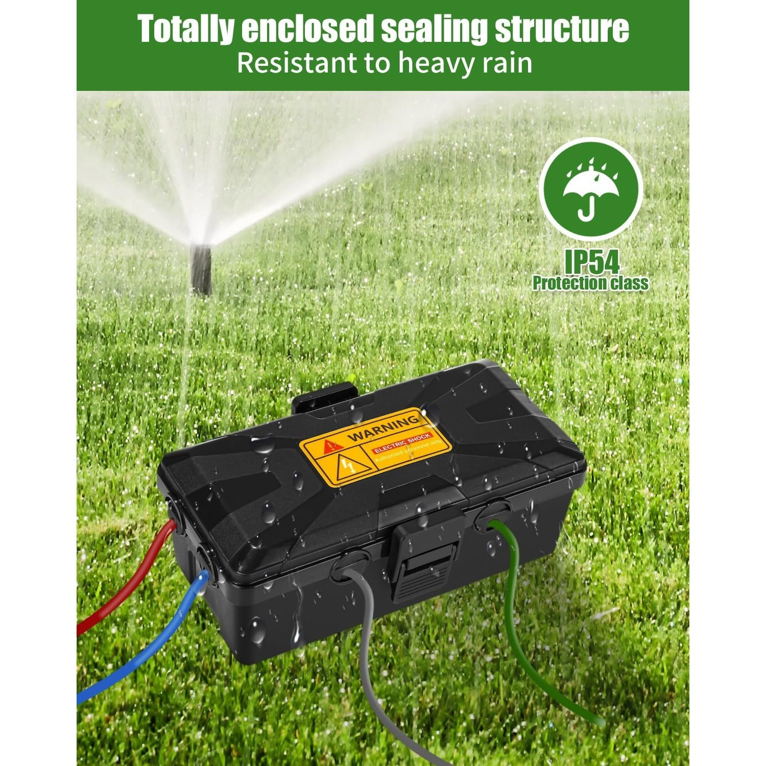 Image of Waterproof Outdoor .1×15×9.4cm Black, Weatherproof Safe Junction Box With 6 Cable Holes For Socket Timer Protection