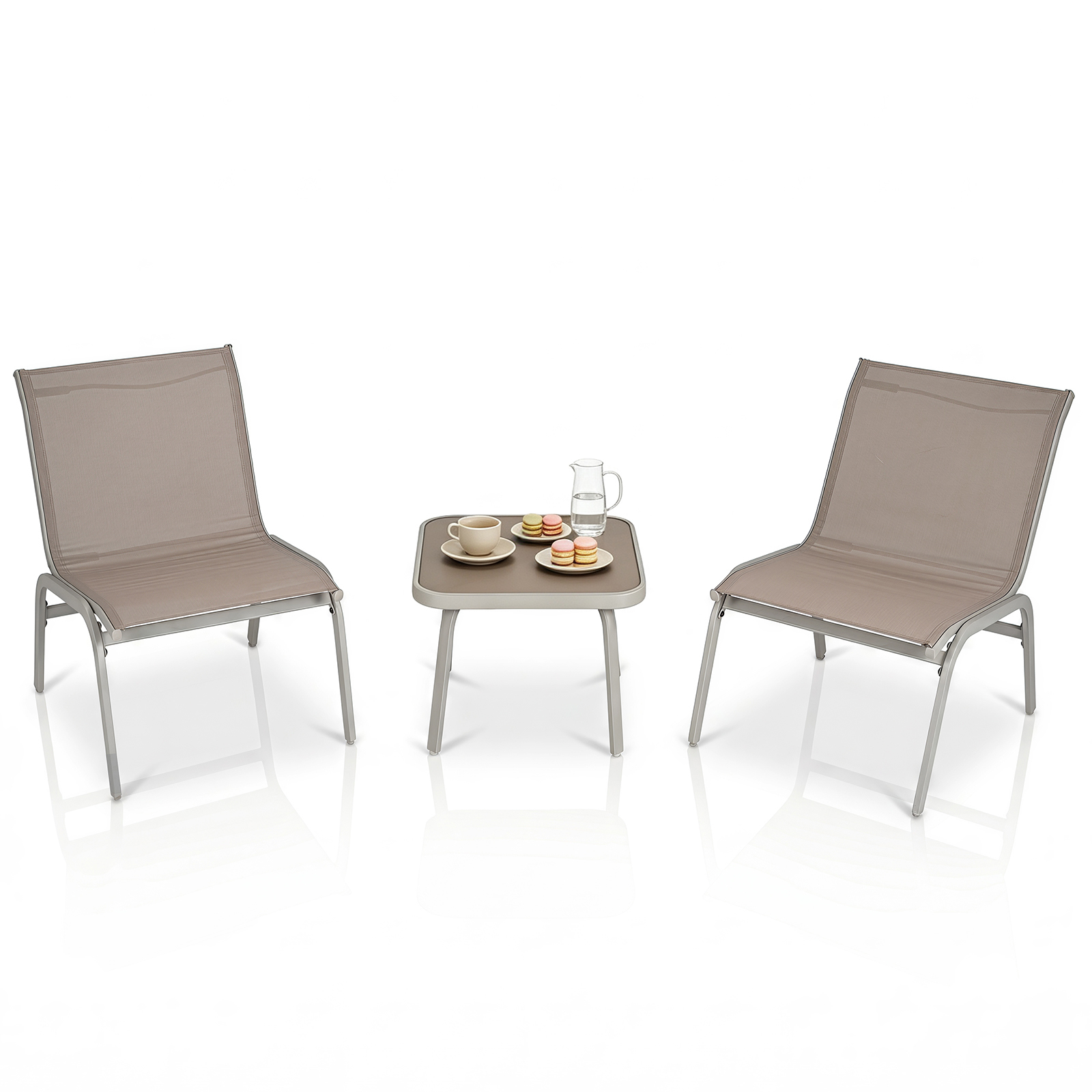 Image of 3-piece Balcony Furniture Set, Fabric Patio Furniture, Garden Set, Outdoor Seating Group For Terrace, Balcony, Garden