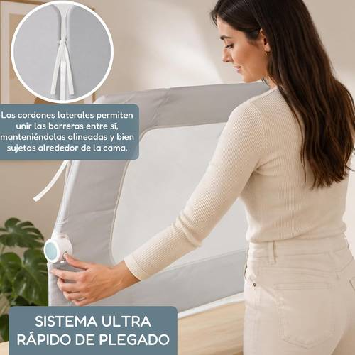 de cama plegable para niños – barandilla de seguridad con malla transpirable, instalación, protección anticaídas para camas infantiles y
