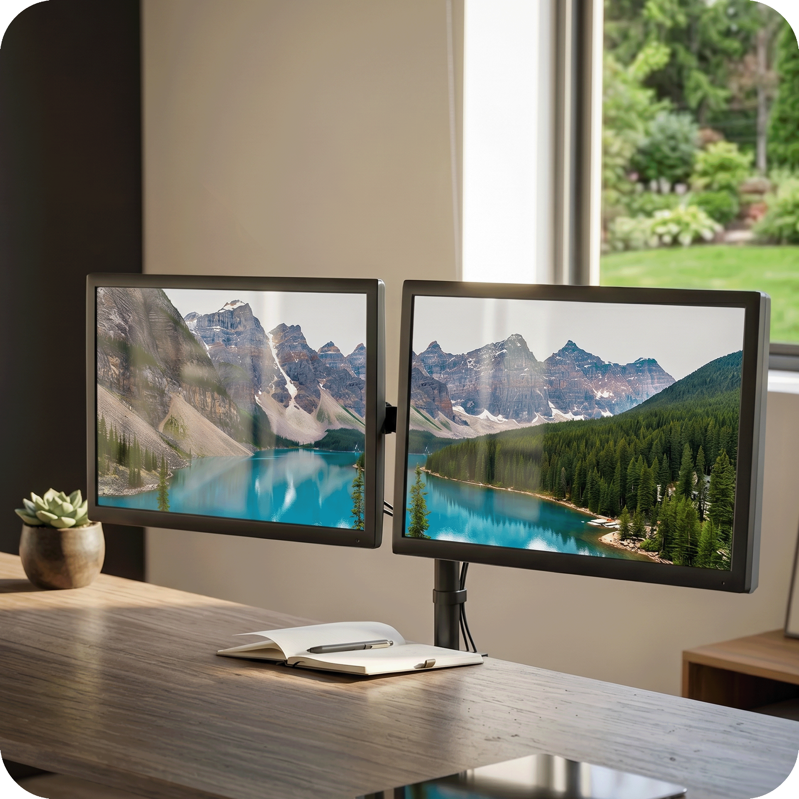 Monitor Mount For 2 Monitors 13-27 Inches, Krumad, 360-degree Rotatable