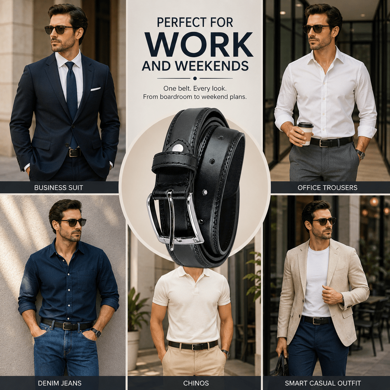 A2Z Men's PU Leather Belt with Alloy Pin Buckle