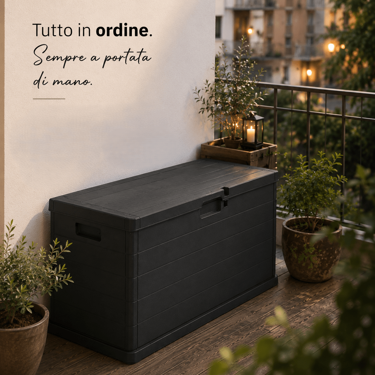 TEMU MA MAISON Baule Cassapanca 210 L in Resina 117x38x56 cm, Contenitore da Esterno per Balcone e Giardino, Portaoggetti con
