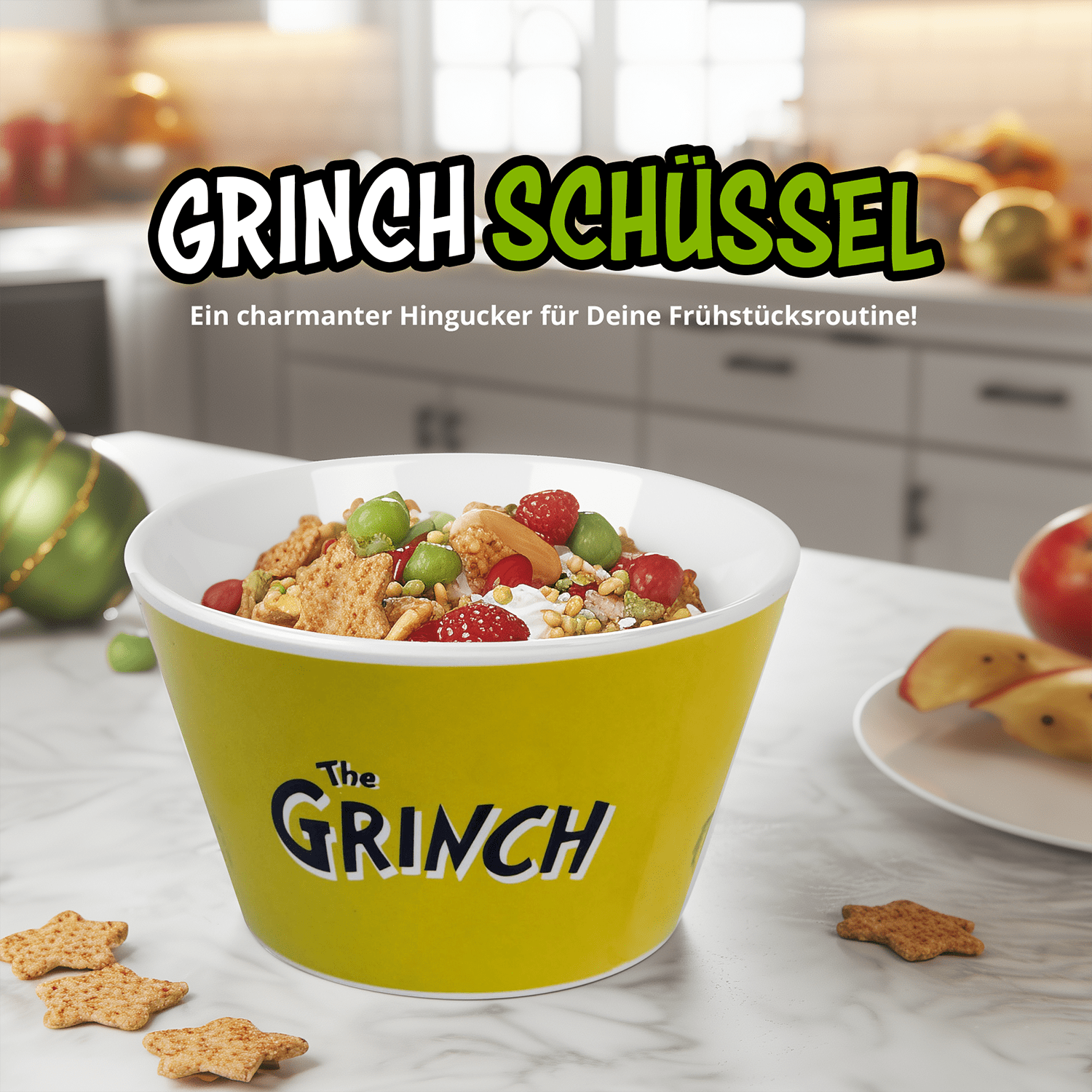 - Face Cereal Bowl Ceramic Green 500ml