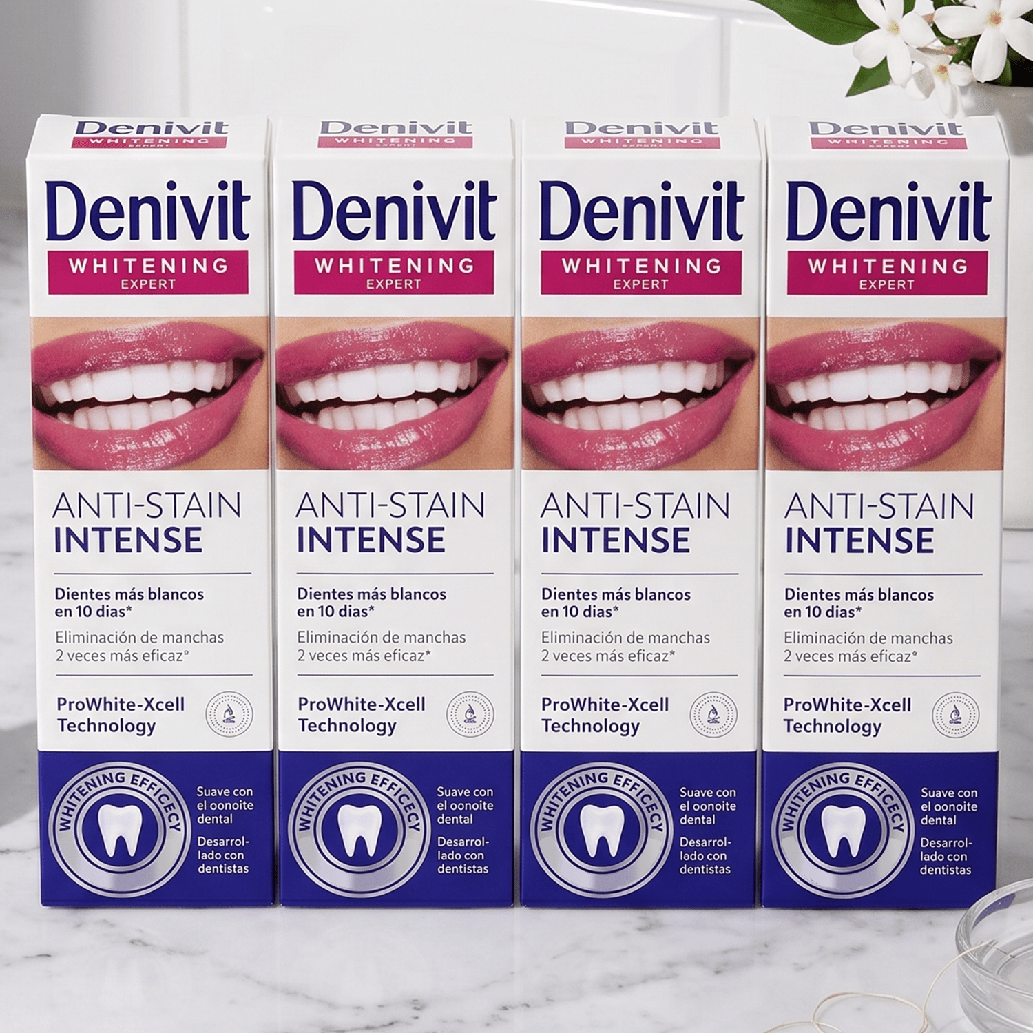 TEMU Denivit Pasta de Dientes , en Eliminación de Manchas y para Dientes Visiblemente Blancos en 10 Días, 4 Tubos de 50ml