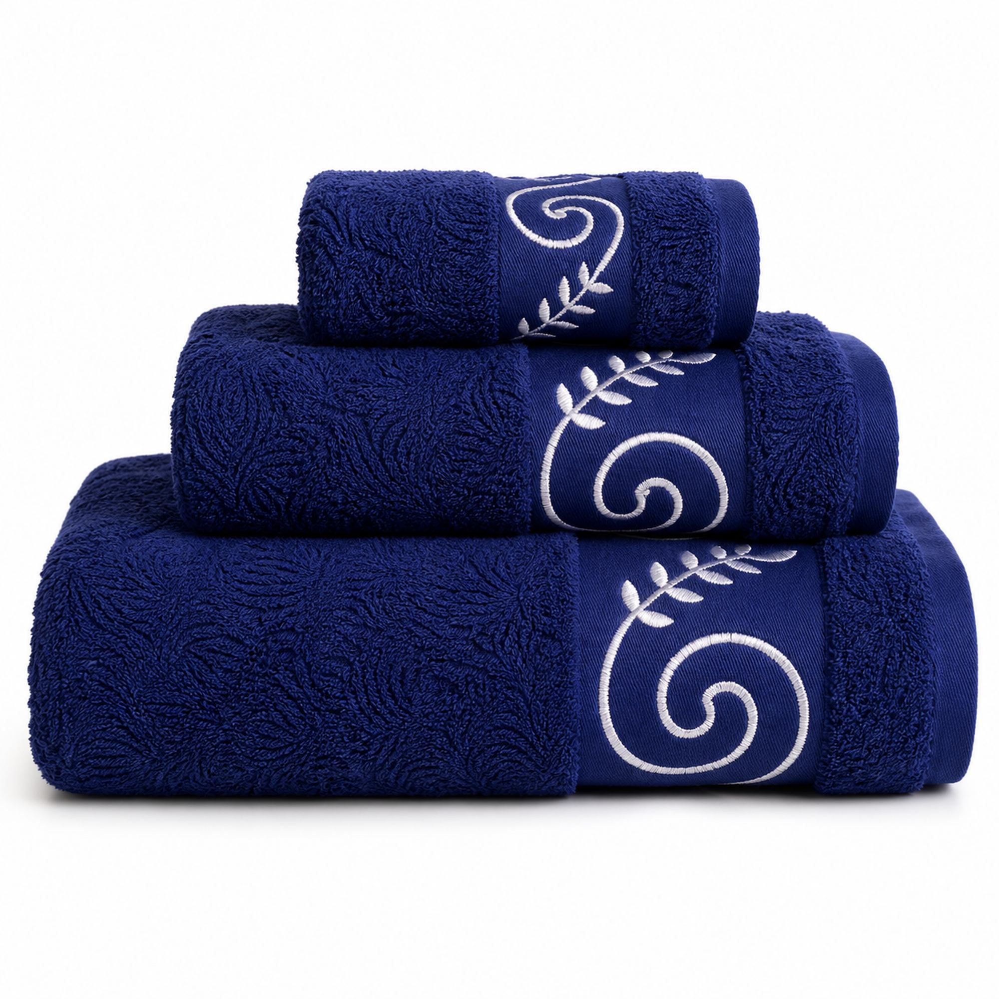 TEMU Juego de 3 Toallas de Algodón 500 g/m² con Bordado Decorativo, 30 × 50 cm, 50 × 100 cm × 150 cm, para Baño