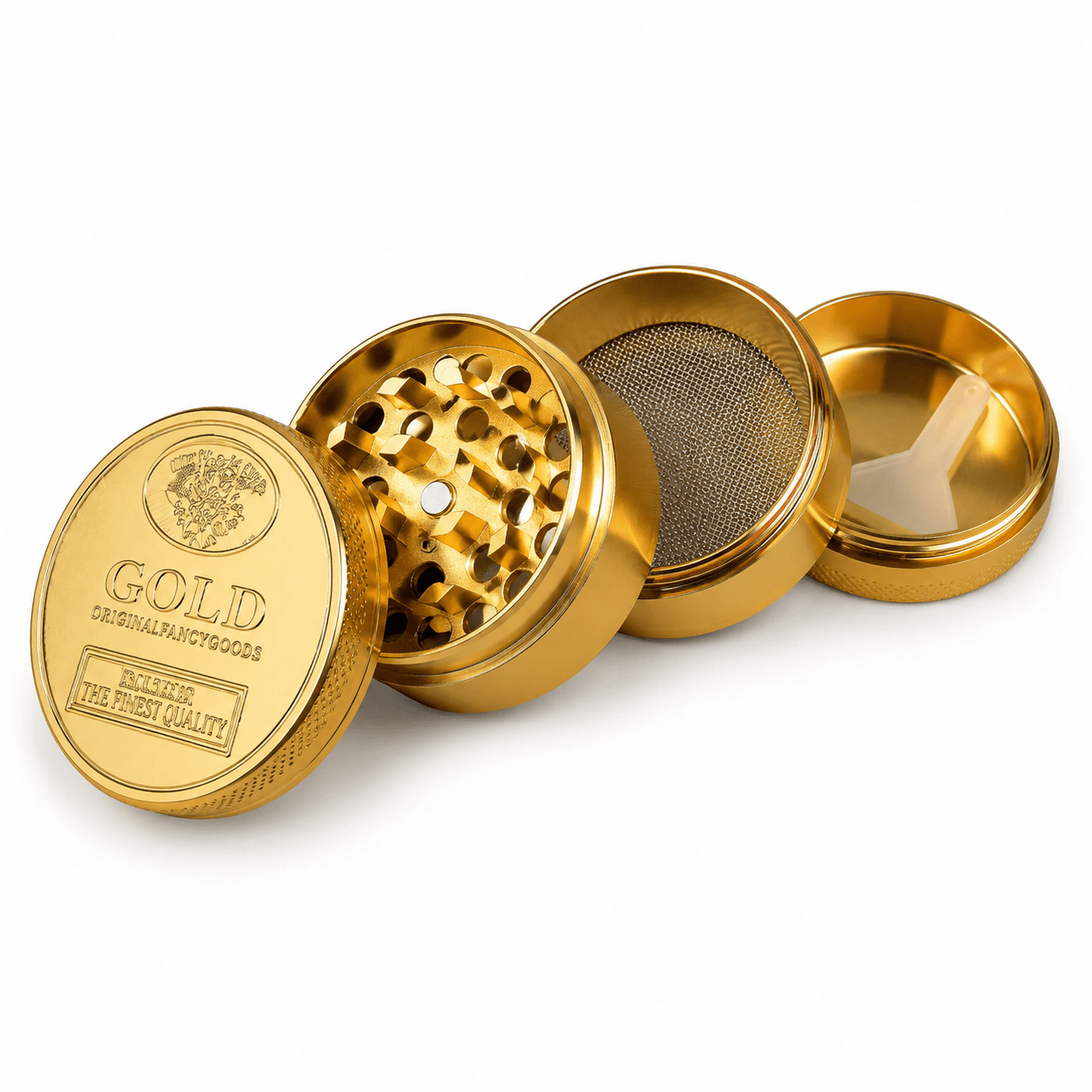 TEMU 50mm 4 Piece Magnetic Metal Herb Grinder Diamond Teeth Spice Crusher With Pollen Catcher Durable Aluminium Black