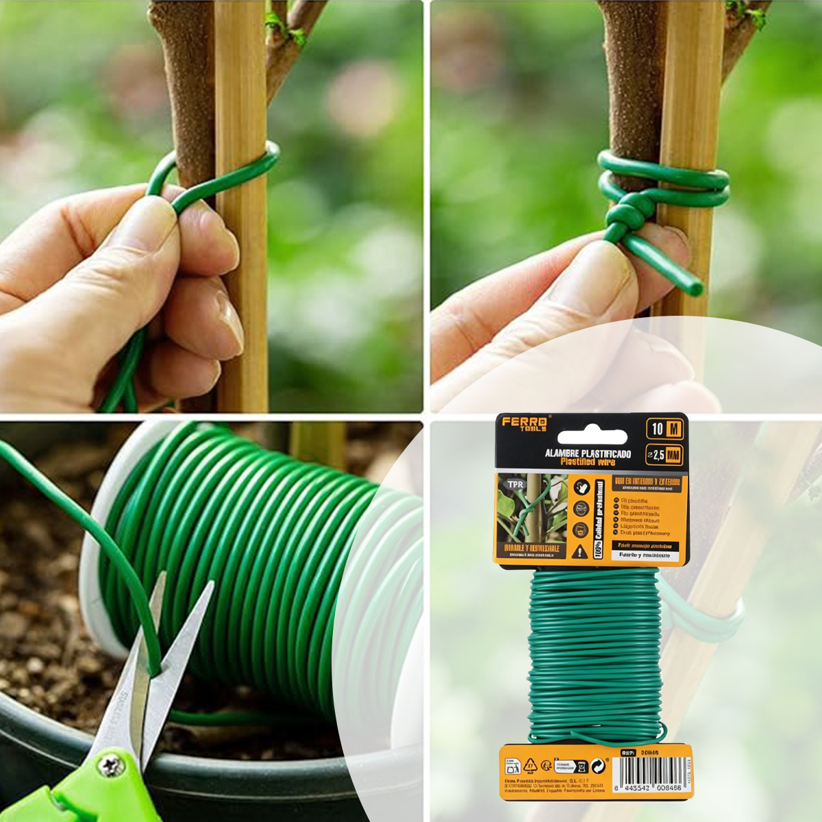 TEMU 1 Alambre flexible para jardín, cinta regulable para plantas, ideal para sujetar plantas trepadoras, moldar macetas, agrupar objetos en y