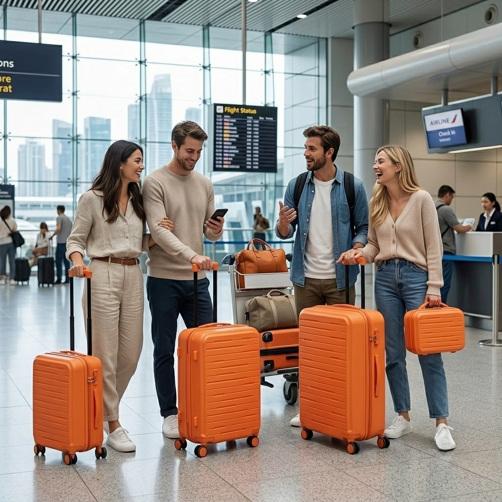 4pcs PP Hard Shell Luggage Set with Corner Protectors