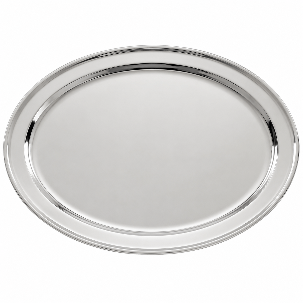 Xl Stainless Steel Serving Plate 18/10 Oval 46×33 Cm - Meat Plate Cheese Plate Gastro High-gloss