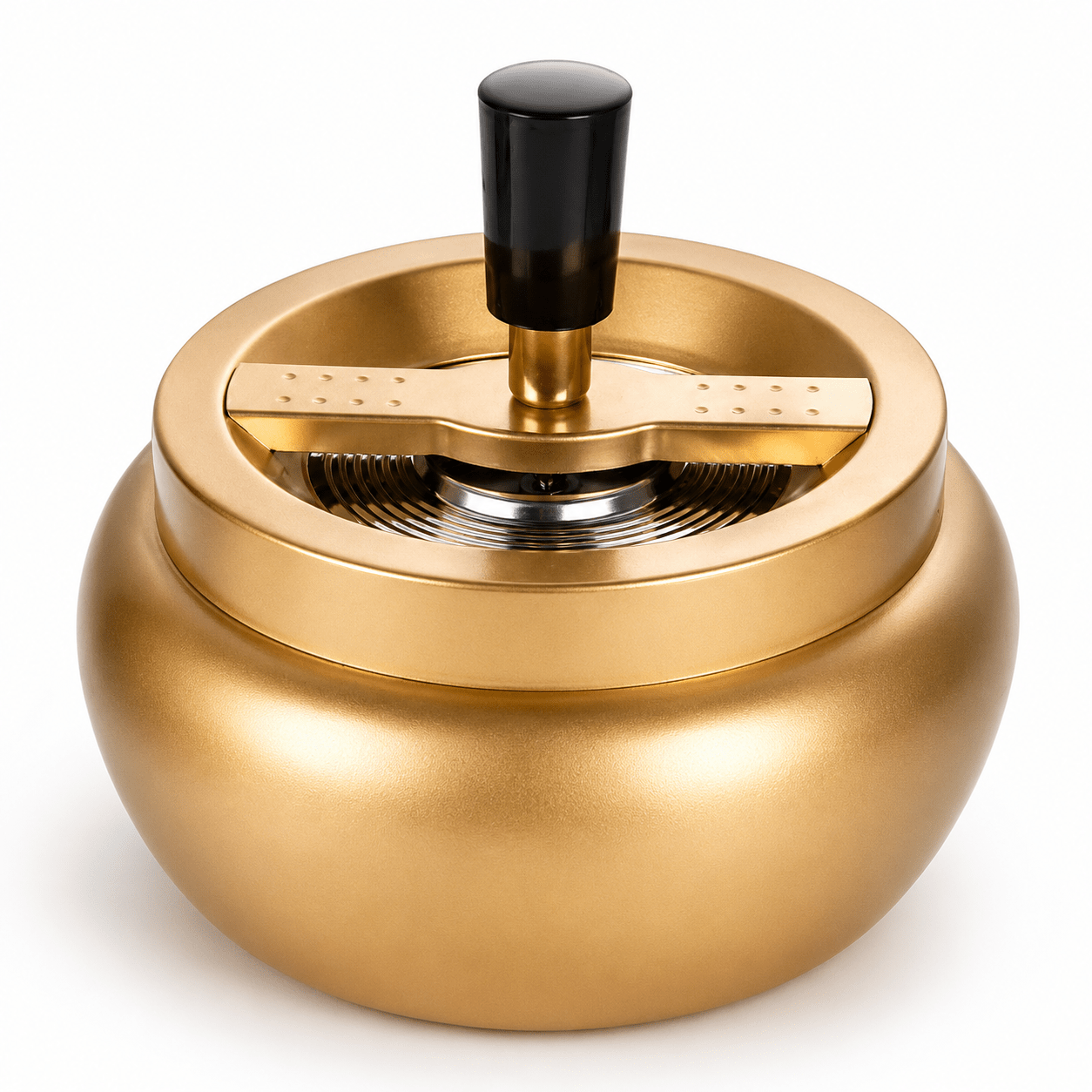 Image of Metal Ashtray, Rotating Ashtray, Swivel Ashtray, Spinning Ashtray, Gold Swivel Ashtray