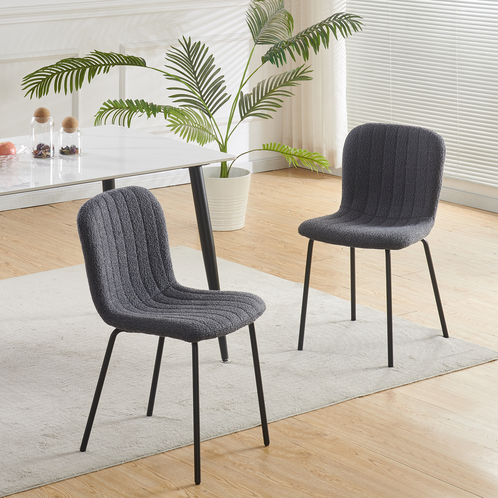 Image of 2-piece Dining Chairs Set, Soft Upholstered Chairs With Padded Seat And Metal Legs For Dining Room, Living Room, And Kitchen