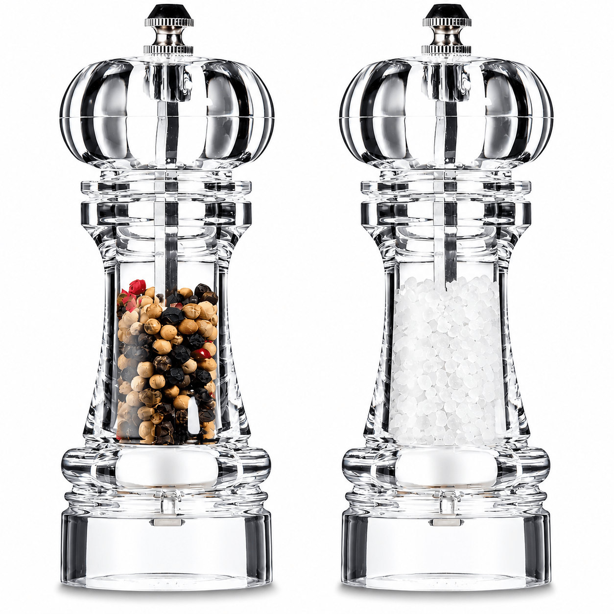 Image of 2nd Salt Pepper Mill Set Acrylic Salt Mill Pepper Mill Spice Mills Crystal Optics Manual Kitchen Accessories