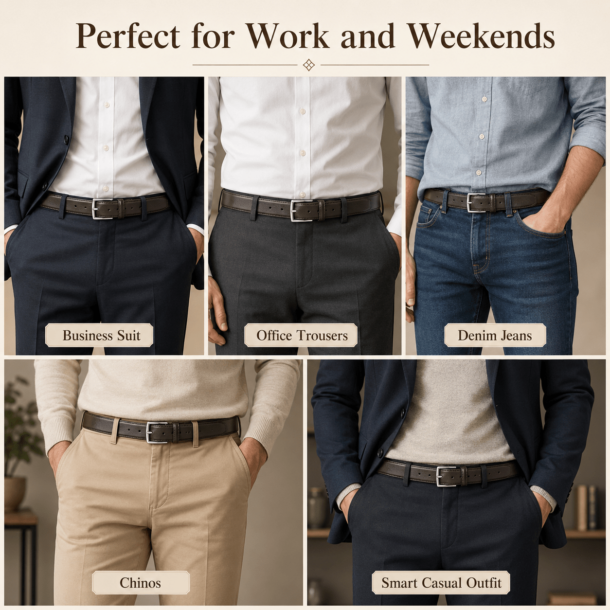 A2Z Men's PU Leather Belt with Alloy Pin Buckle