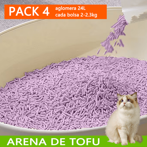 imagen del artículo pack 4 para gatos agromerante de tofu para gatos sin polvo de aglomerar los olores se lanza en el inodoro 4pcs aglomera 6l