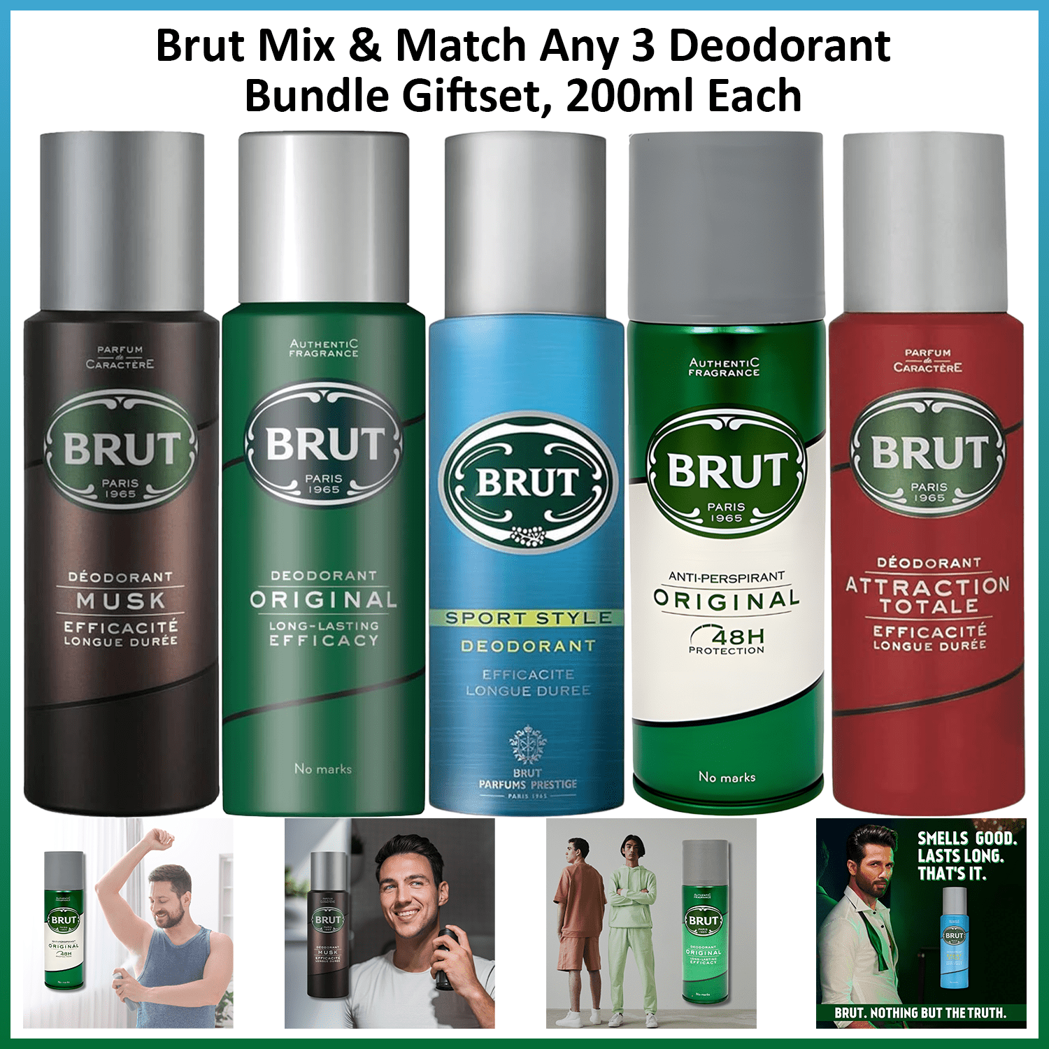 TEMU Pack Of 3 - Any 3 Deodorant Spray Bundle Gift Set 200ml Each, Musk, Original, Sport Style Or , Long Lasting Men's Body Spray, Fresh Masculine