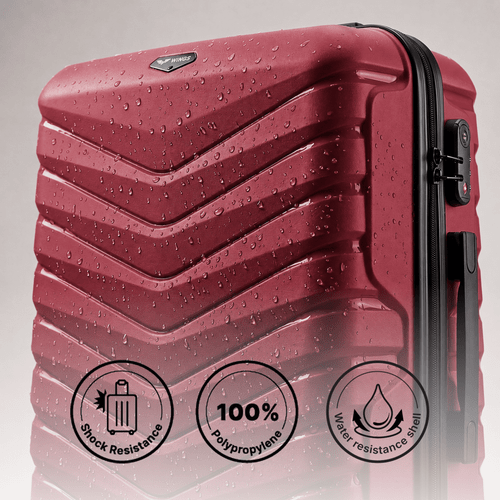 item picture pp suitcase in polypropylene 28 24 20 18 inches dimensions approximately 75 x 50 x 30 cm or 68 x 41 x 25 cm or 55 x 40 x 20 cm or carry on 50 x 34 x 18 cm with detachable wheels high quality carry on suitcase suitcase with lock and 4 360 wheels suitcase with wheels compatible with popular small travel suitcase with detachable wheels durable travel luggage colors burgundy black graphite red yellow blue