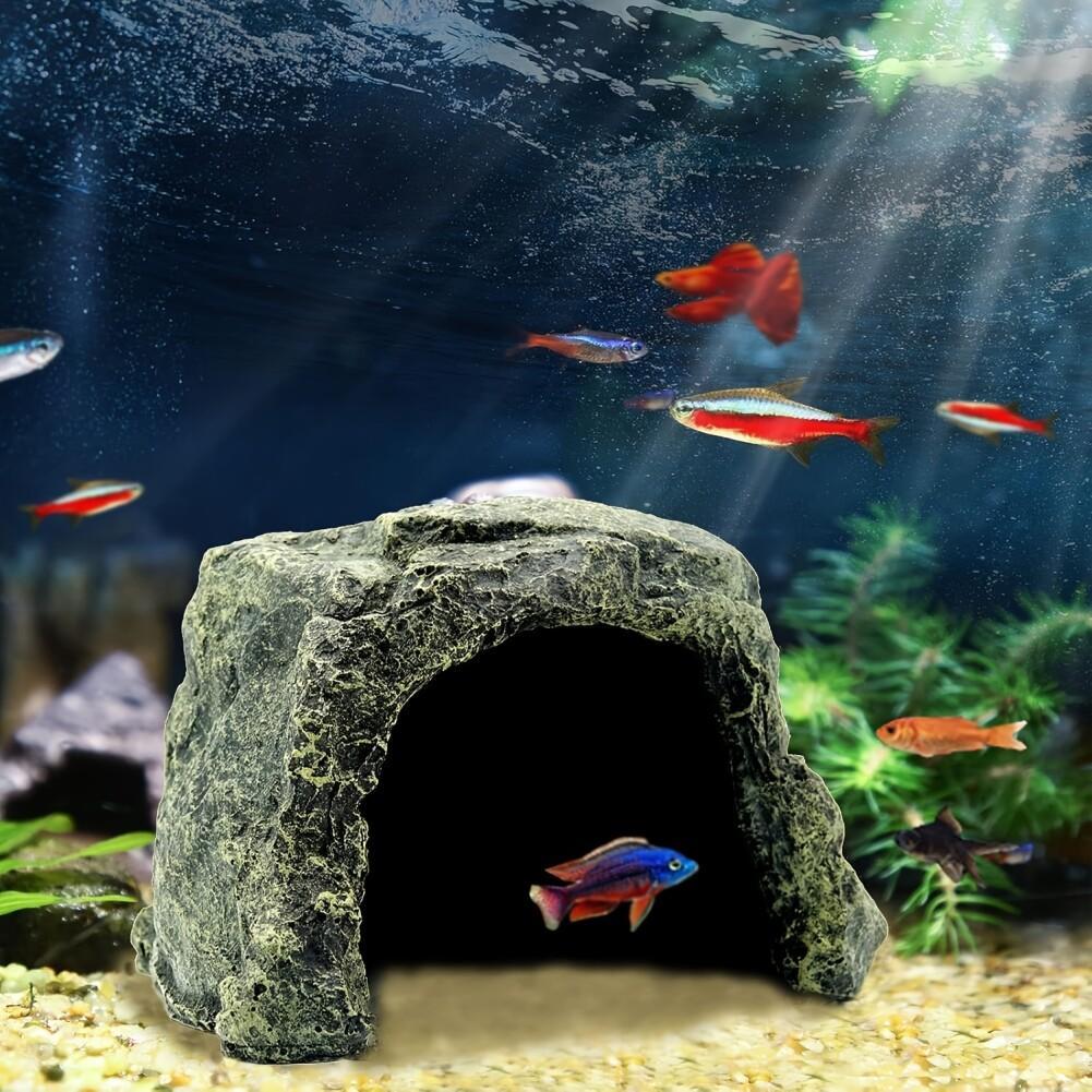 Simulated Rock-Shaped Aquarium Hideaway for Fish