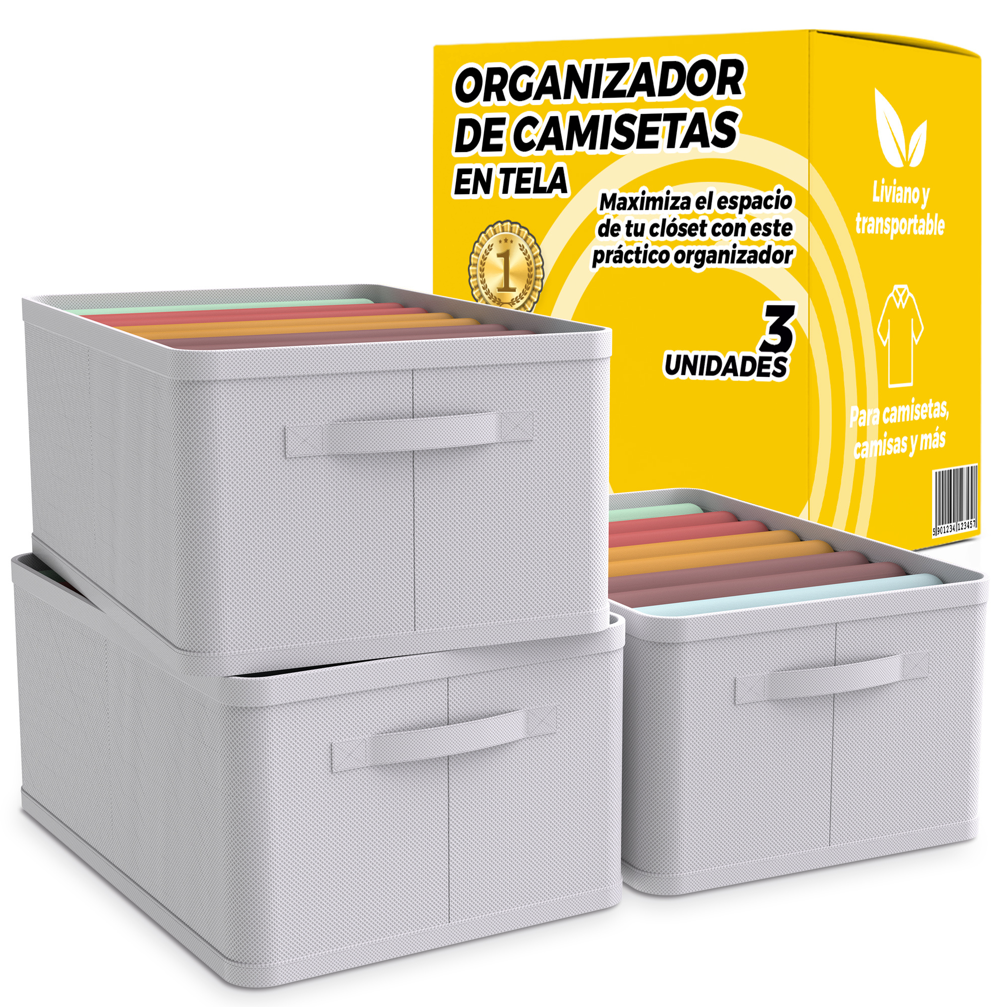 TEMU Organizador Armario - Cajas Organizadoras para Ropa - Almacenaje con 9 Compartimentos - Organizador Armario Ropa Fácil de Guardar - Organizadora