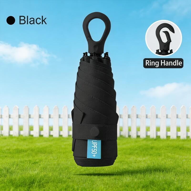 TEMU Thickened And Reinforced Five-fold Windproof Mini Pocket Umbrella With Snap Hook - Umbrella: Portable, Stylish, , Manual Opening, 6-rib 2+1
