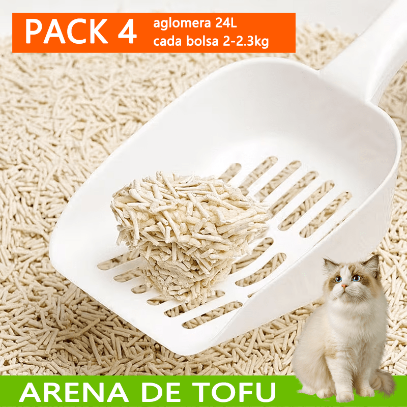 TEMU PACK 4 Arena para Gatos AGROMERANTE Arena de Tofu para Gatos sin Polvo Fácil de Aglomerar los Olores se Lanza en el Inodoro 4Pcs aglomera 6L