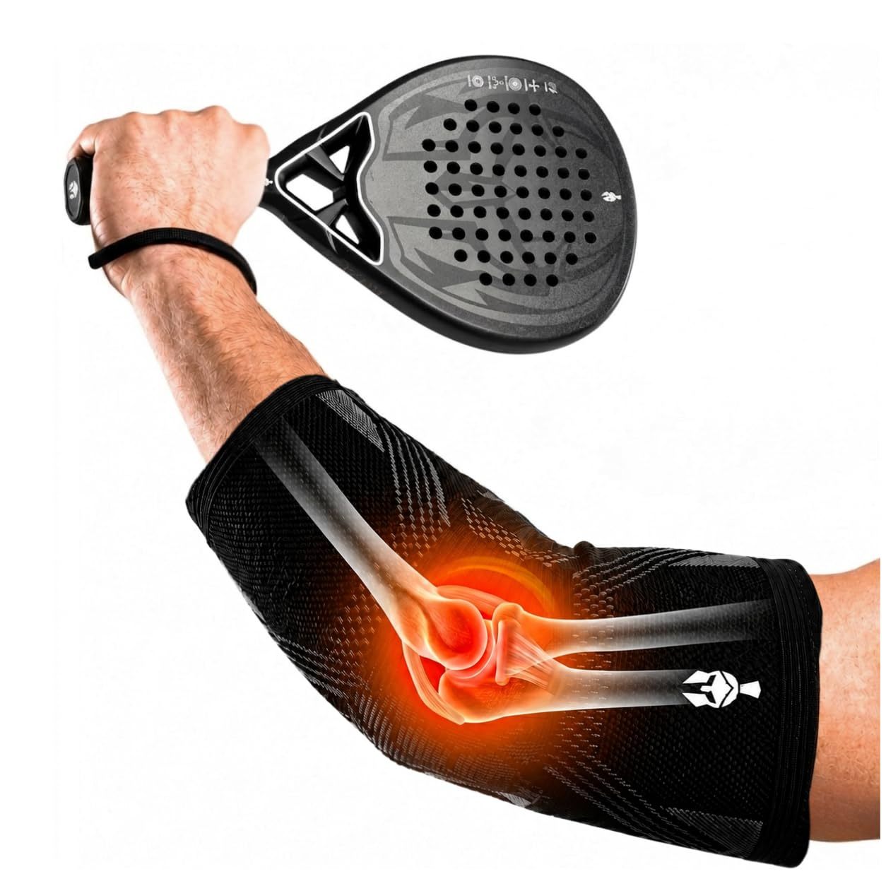 TEMU GLADIATOR PADEL - TENNIS para Pádel y Tenis | Manguito Brazo con Compresión Graduada Ajustable Universal Unisex | Epicondilitis, de Tenista y